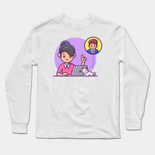 Women video call cartoon Long Sleeve T-Shirt